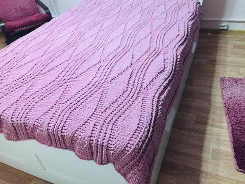 Видео: Плед покрывало 18 ,из пряжи Ализе пуффи файн.