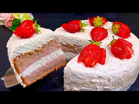 Видео: Легкий рецепт клубничного торта! Самые нежные и вкусные!
