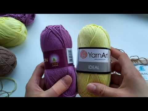 Видео: Обзор пряжи #alize bella, #yarnart ideal, #vita cotton, #альма