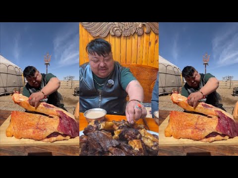 Видео: Энке готовит монгольскую еду, желтый жирный стейк! Слишком заманчиво! #кемпинг #кулинария #деревня