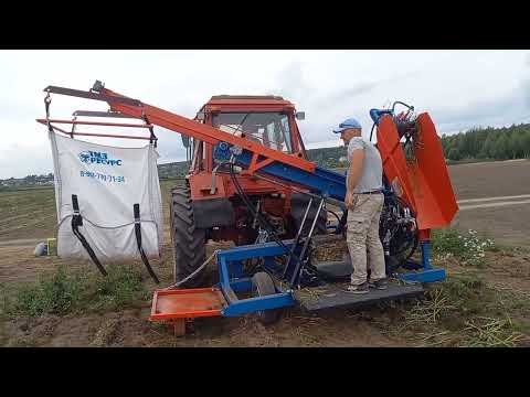 Видео: Уборка чеснока, силами двух человек и новым комбайном от ТМЗ-РЕСУРС.