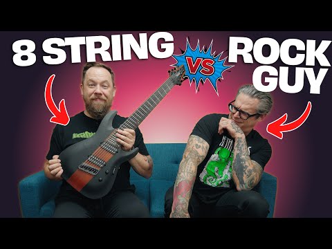 Видео: Рок-гитарист впервые пробует восьмиструнную гитару!