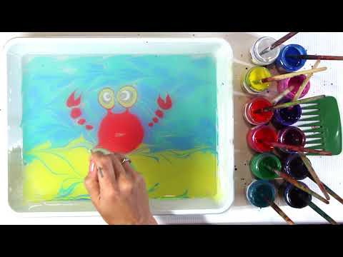 Видео: Ebru-krab рисуем на воде эбру краба
