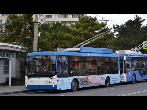 Видео: Севастопольский троллейбус с 5 км Бал.шоссе до Пл.Ушакова 19 октября 2021
