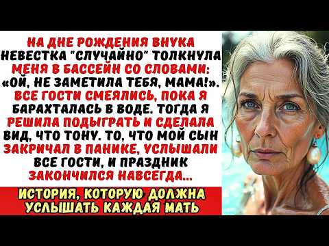 Видео: Невестка толкнула меня в бассейн на дне рождения внука, но я сделала вид, что тону…