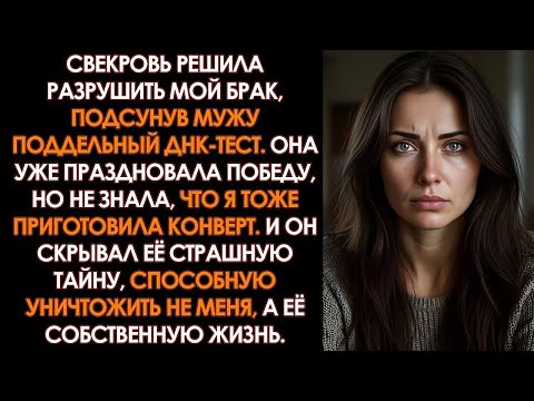 Видео: Свекровь тайно подделала ДНК тест, чтобы муж выгнал меня с позором  Но её ждал один конверт