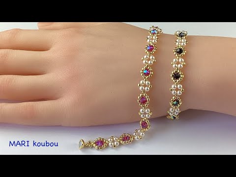 Видео: Легкий браслет - бусины 4 мм и жемчужины 3 мм / Для начинающих