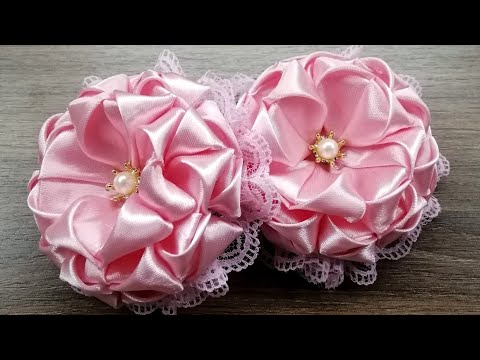 Видео: Цветы из ленты 5см/Satin Ribbon Flowers/DIY