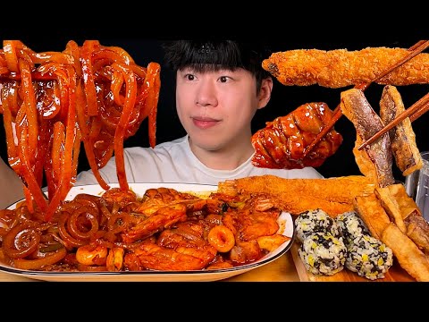 Видео: SUB) Курица на гриле с лапшой из свиной кожи мукбанг asmr