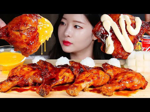 Видео: ASMR * Шашлык из курицы с пряностями и сырным соусом, Майонез и рисовые шарики MUKBANG Eating Show
