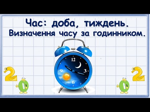 Видео: Час доба, тиждень. Визначення часу за годинником.