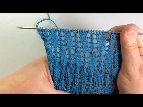 Видео: Ажурный узор "Прямоугольники" / Вязание спицами.