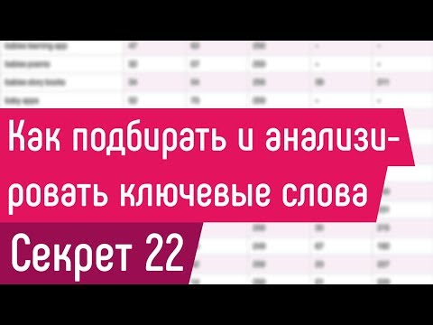 Видео: [СЕКРЕТ 22] Как подбирать и анализировать ключевые слова