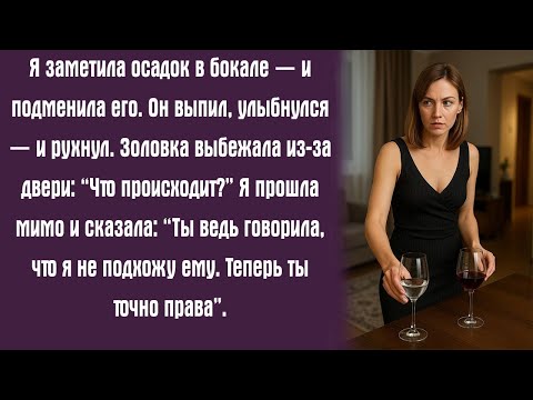 Видео: Я заметила осадок в бокале — и подменила его  Он выпил, улыбнулся — и рухнул  Золовка выбежала