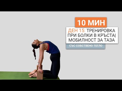 Видео: Ден 15: Тренировка при болки в кръста | Мобилност за таза