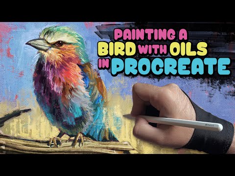 Видео: Как нарисовать красочную птицу маслом в Procreate