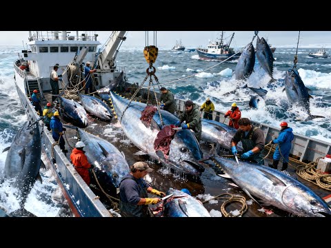 Видео: Невероятный улов гигантского тунца – ярусный лов и невероятная переработка в море