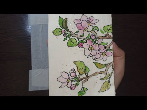Видео: Рисунок акварелью / Цветущая веточка