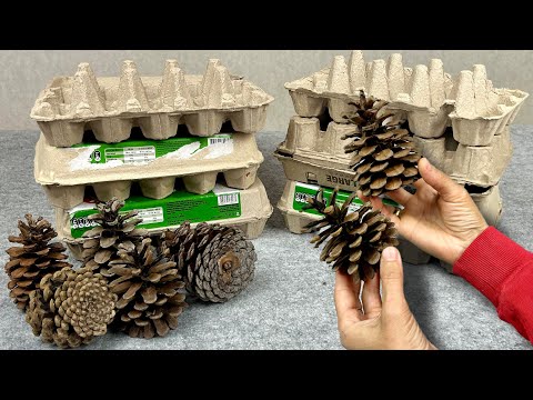 Видео: 🌲 Посмотрите, что я сделала с шишками и лотками из-под яиц!