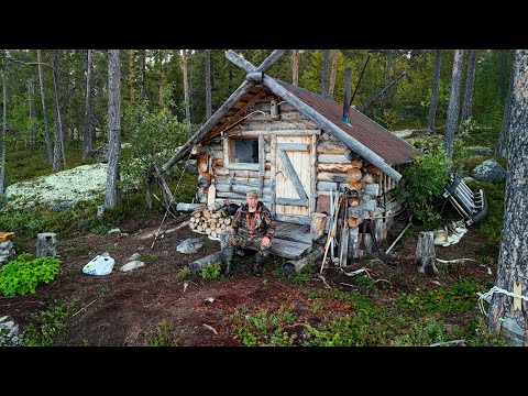 Видео: изба в глуши, наловил и заготовил рыбы, собрал урожай, лесной быт...