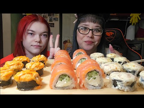Видео: Мукбанг | Роллы запечённые и Филадельфия | Обжор Асмр