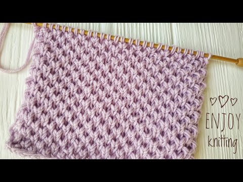 Видео: ПРОСТОЙ Узор Мелкие соты (Жемчужный бриошь) / Pearl Brioche knit stitch / #59