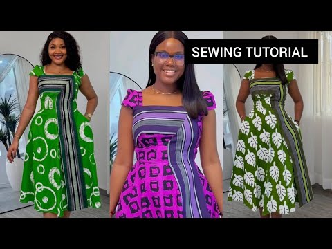 Видео: Как сшить платье-бюстье с расклешенным лифом с использованием драпировки/кроя и шитья Aso oke