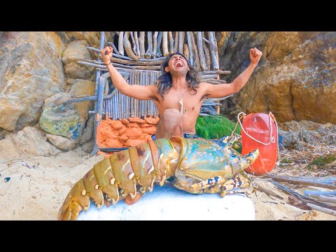 Видео: [Поделка Буша] Сделай себе домик из коряги в пещере и съешь огромного лангуста. /Bushcraft