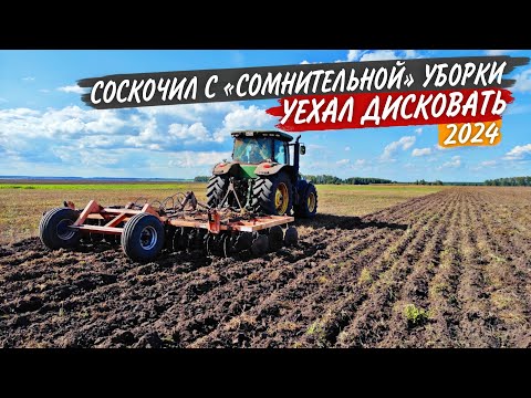 Видео: Борона БДМ-6х4П простояла без дела ДВА года. Дискую на John Deere 8335R по гороху.