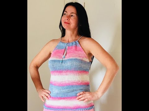 Видео: Летняя майка спицами,с английской проймой//Экспресс Мк.