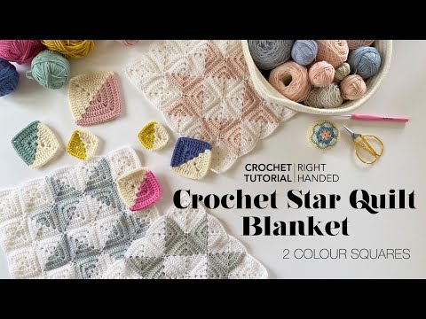 Видео: Учебное пособие | Двухцветный однотонный бабушкин квадрат