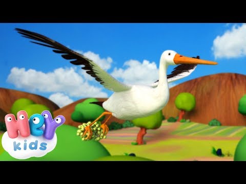 Видео: Щъркел Шарен, Дългокрак + инструментал 👶 Детски Песни | HeyKids