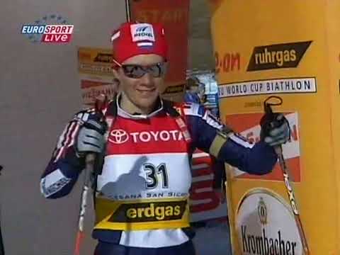 Видео: БИАТЛОН. КМ 2004-05. Чезана Сан-Сикарио (Италия). Женщины. Индивид гонка 15 км. Eurosport.09.02.2005