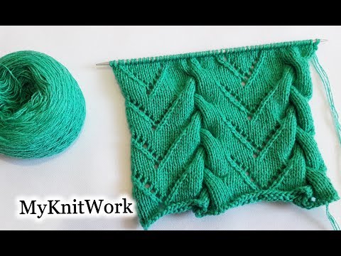 Видео: Ажурный узор с косой спицами. МК. Knitting pattern.
