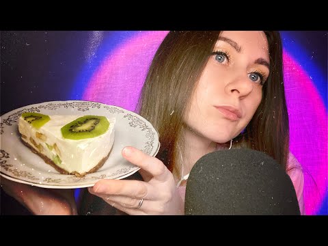 Видео: АСМР итинг домашнего чизкейка 🍰🍌 ASMR eating cheesecake 😍
