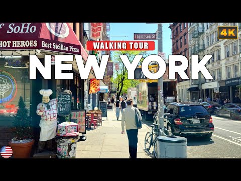 Видео: SOHO, Нью-Йорк — район искусств и роскошных магазинов Сохо 4K Walking Tour
