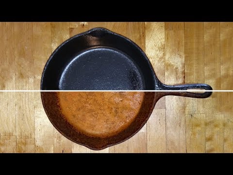 Видео: Реставрация, обработка, чистка и приготовление чугунной посуды. Чугунные сковороды, противни и ка...