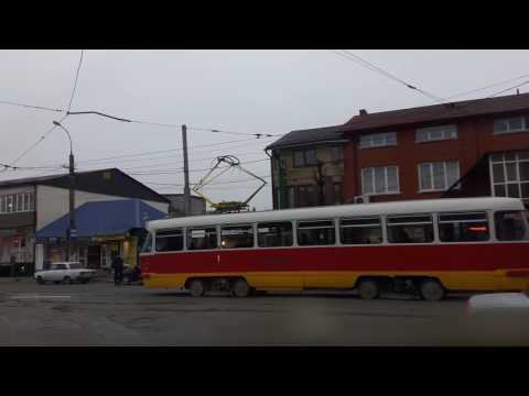 Видео: Владикавказский трамвай, вид из кабины, маршрут 2 / Russian tram, cab view