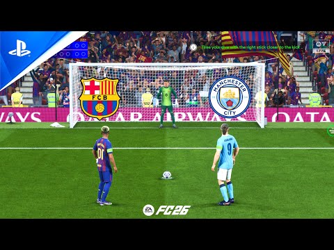 Видео: ФК Барселона против Манчестер Сити | ФИНАЛ ЛЧ | Ямал vs Хааланд | FC 26: Серия пенальти — PS5