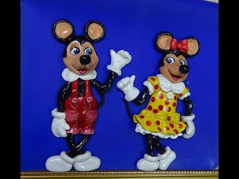 Видео: Мини и Микки Маус . Работа из соленого теста 1- часть.