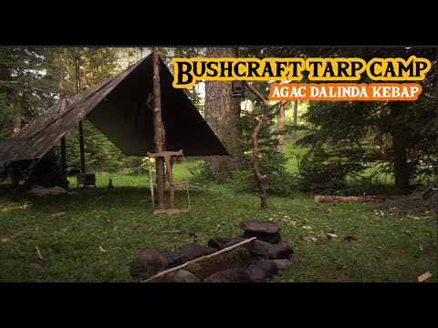 Видео: Лагерь Bushcraft Tarp - Кемпинг Solo in nature Stream, питание в лагере