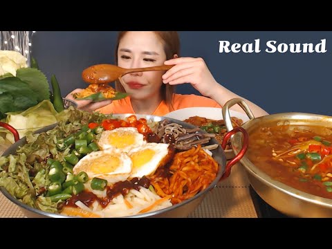 Видео: SUB) BIBIMBAP & Острая соевая сушка с говядиной и каракатицей REAL SOUND MUKBANG