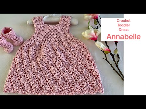 Видео: Платье крючком Аннабель | пример: 12 месяцев - 2 года | как вязать крючком | простое вязание крюч...