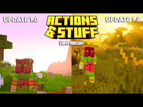 Видео: Сравнение анимированных трейлеров Actions & STUFF 1.8 в Minecraft Bedrock (яркие визуальные эффекты)