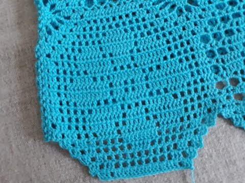 Видео: Топ крючком (филейное вязание). Часть 12. Довязываем мотив №1.