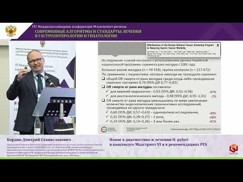 Видео: Бордин Дмитрий Станиславович Новое в диагностике и лечении H  рylori в консенсусе Маастрихт VI и в р