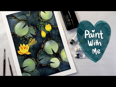 Видео: Урок по акварели 🎨 Техника негативной живописи / Рисуем кувшинки