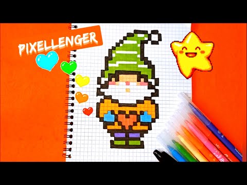 Видео: Как нарисовать по клеточкам Гнома с сердечком Простые рисунки Пиксель Арт How to Draw Pixel Art
