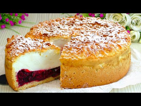 Видео: Вишневый пирог с кремом-суфле, тает во рту! Вы будете в восторге!