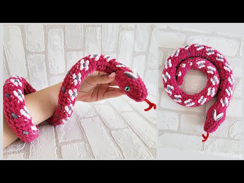 Видео: 🐍Змея из плюшевой пряжи вязаная крючком🐍crochet snake🐍gehäkelte Schlange